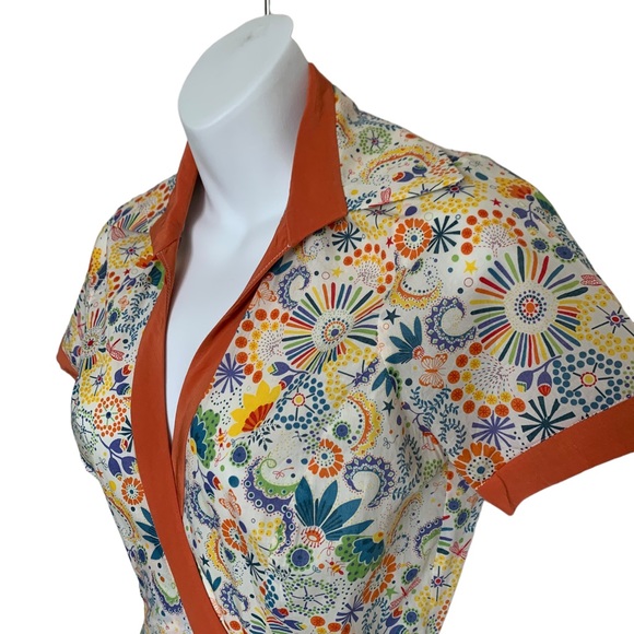 Daniela Corte Boston Whimsical Print Wrap Dress Sz XS - Picture 4 of 7